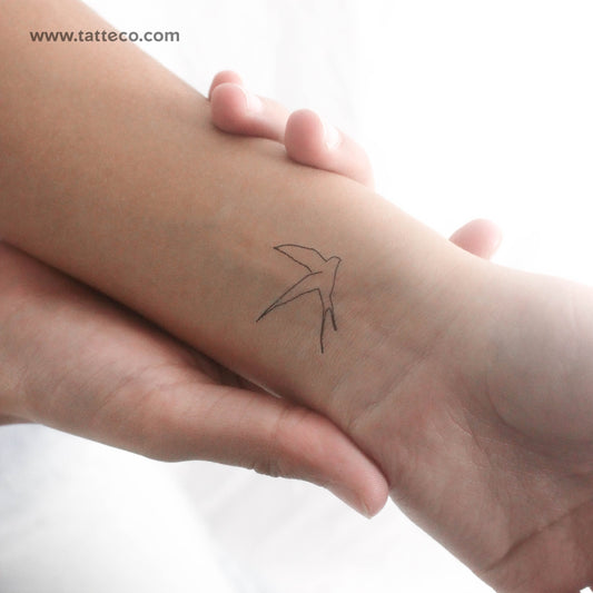 Continuous Line Swallow Temporary Tattoo - Set of 3