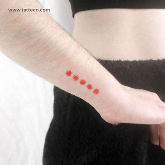 Tatuaje temporal de cinco soles rojos (juego de 3)