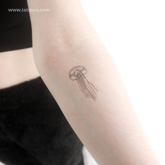 Fine Line Jellyfish Temporary Tattoo - Set of 3
