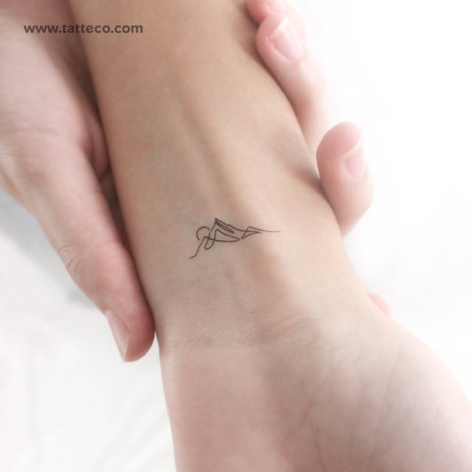 Tatuaje temporal de una sola línea de puesta de sol en la montaña (juego de 3)