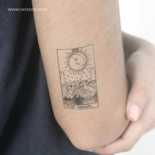 Tatuaje temporal de la carta del Tarot de la Luna - Juego de 3