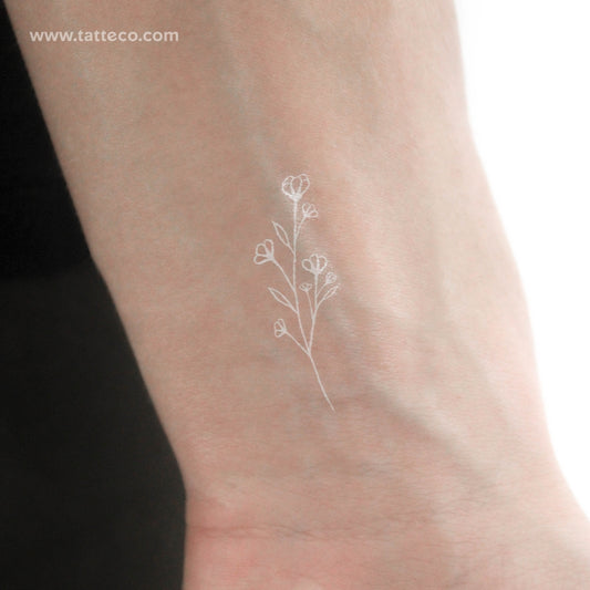 White Ink Baby's Breath Temporary Tattoo - Set of 3