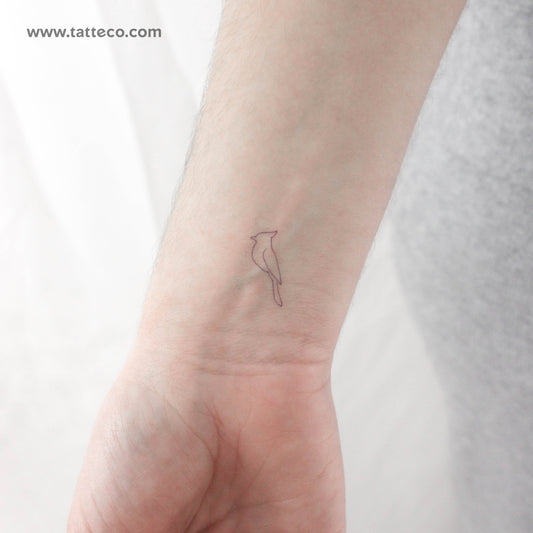 Continuous Line Blue Jay Temporary Tattoo - Set of 3