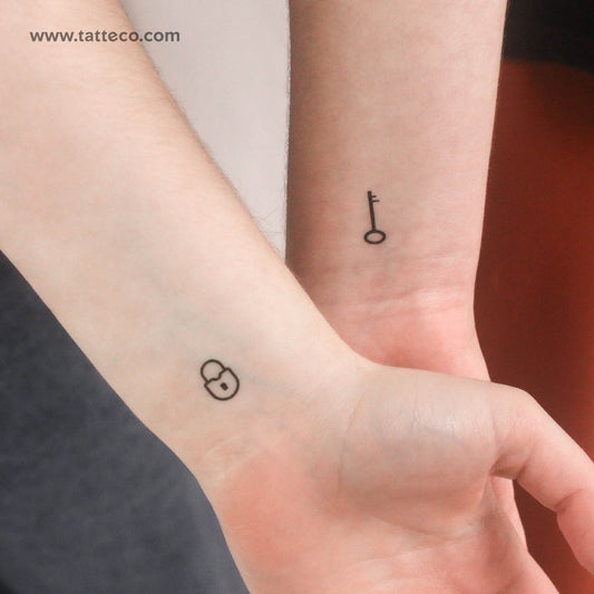 Matching Key and Padlock Temporary Tattoo - Set of 3+3