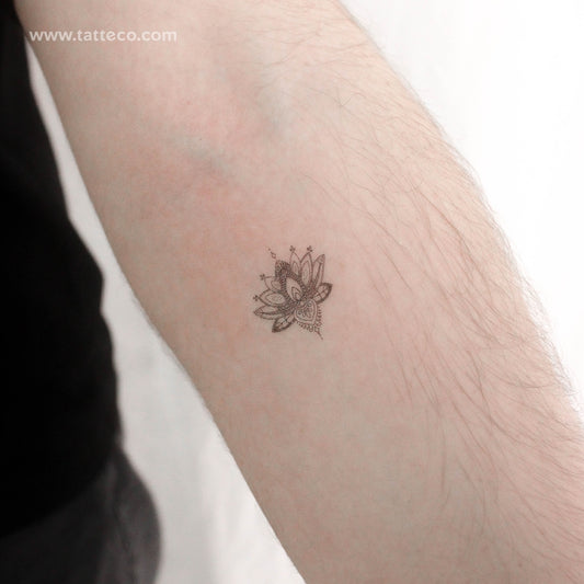Tatuaje temporal de flor de loto sagrada pequeña (juego de 3)