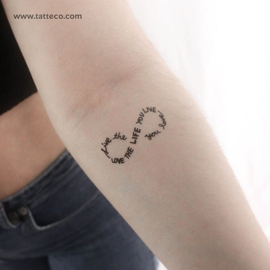 Tatuaje temporal "Infinito, ama la vida que vives" - Juego de 3