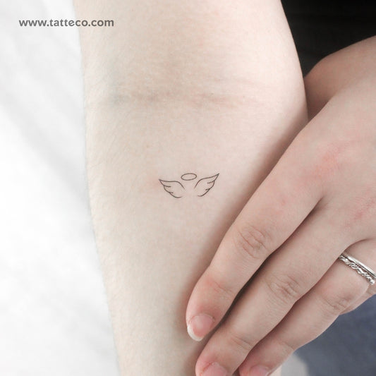 Angel Wings and Halo Temporary Tattoo - Set of 3