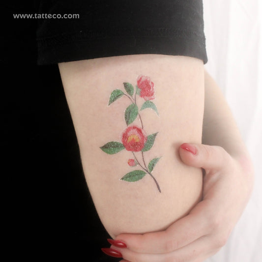 Pink Peony Temporary Tattoo by Zihee - Set of 3