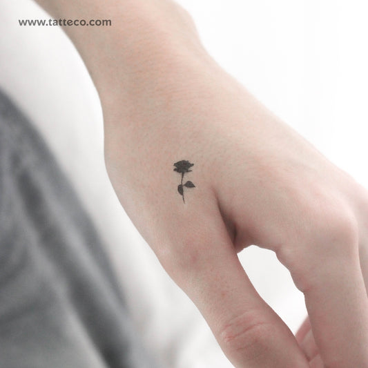 Tatuaje temporal de rosa negra pequeña - Juego de 3