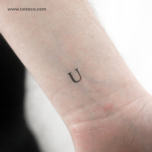Tatuaje temporal de letra mayúscula U Serif - Juego de 3