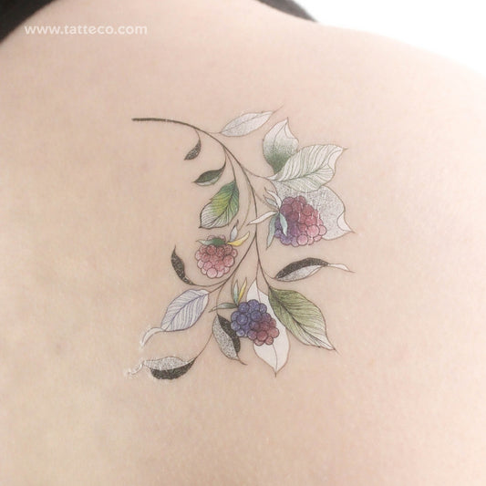 Tatuaje temporal "Rama de frambuesa" de Ann Lilya (juego de 3)