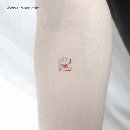 Tatuaje temporal de carta de amor abierta (juego de 3)
