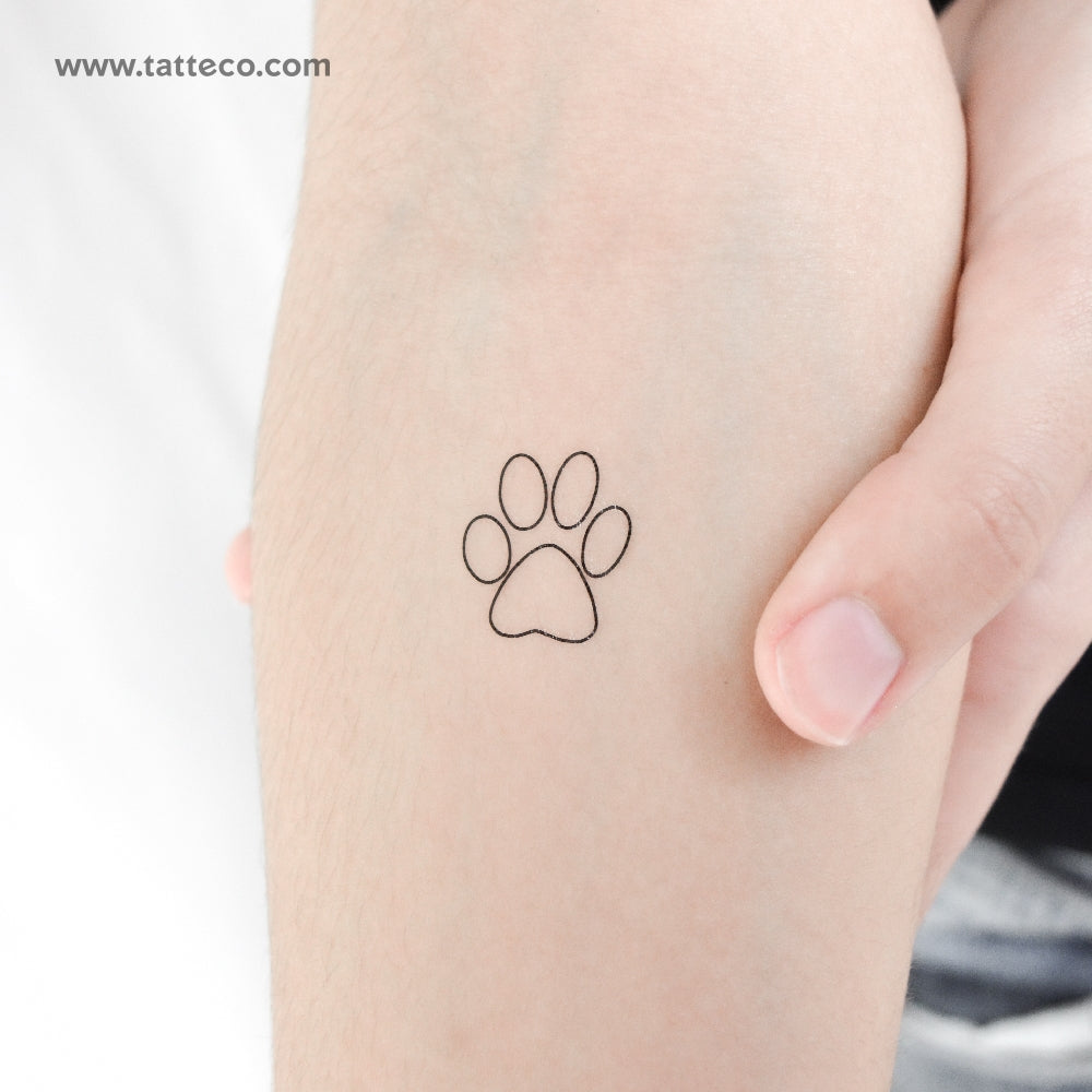 Fine Line Dog Paw Print Temporary Tattoo - Set of 3, image size:1000x1000