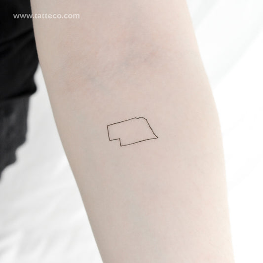 Nebraska Map Outline Temporary Tattoo - Set of 3