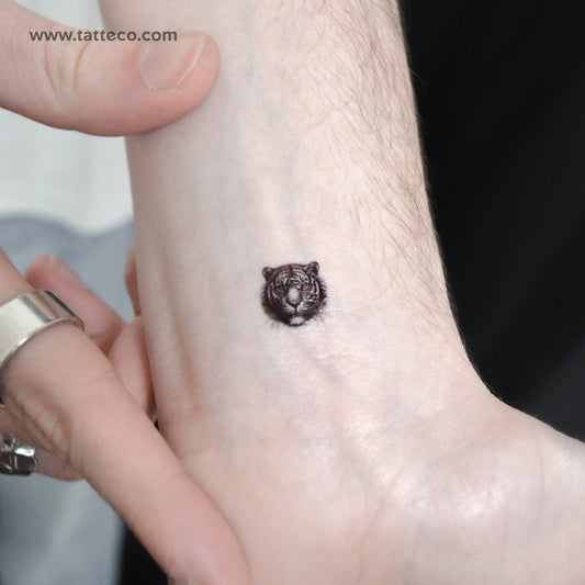 Tiny Tiger Portrait Temporary Tattoo - Set of 3