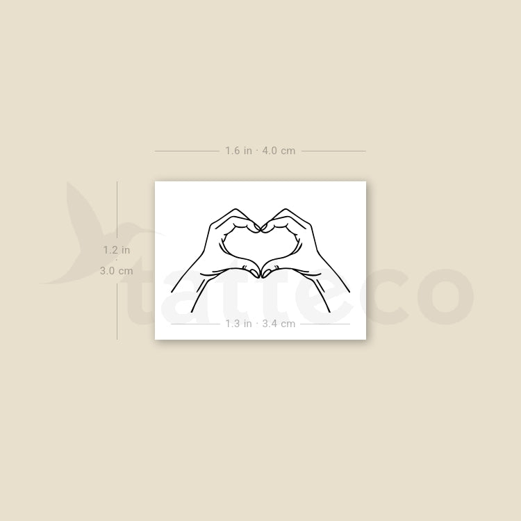 Hands Making Heart Temporary Tattoo - Set of 3