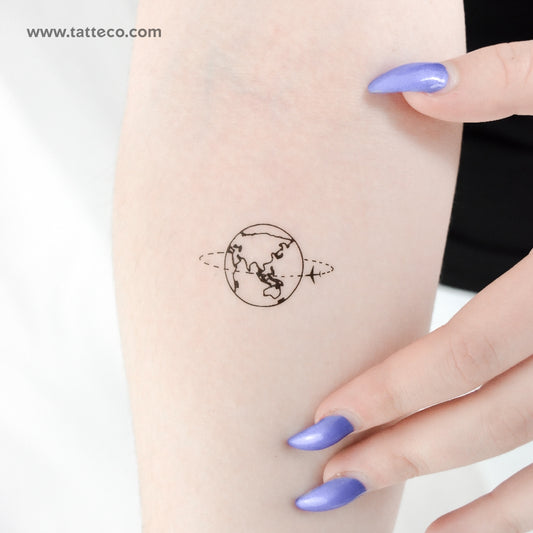 Tatuaje temporal de avión volando por Asia y Oceanía (juego de 3)