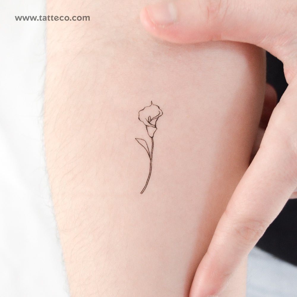 pink and white lily tattoo Small Calla Lily Temporary Tattoo