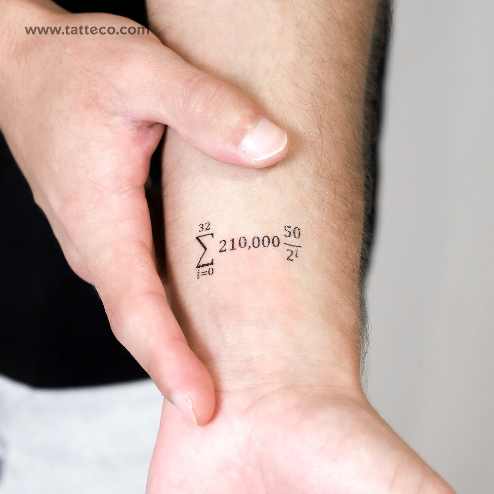 Bitcoin Supply Formula Temporary Tattoo - Set of 3 – Tatteco