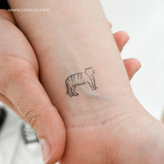 Minimalist Tiger Temporary Tattoo - Set of 3