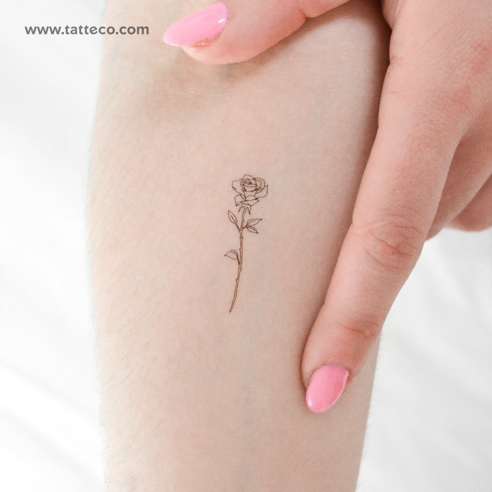 Minimalist Fine Line Rose Tattoo