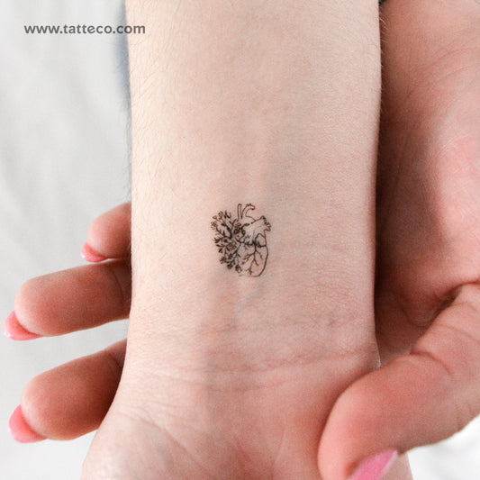 Tiny Flower Heart Temporary Tattoo - Set of 3