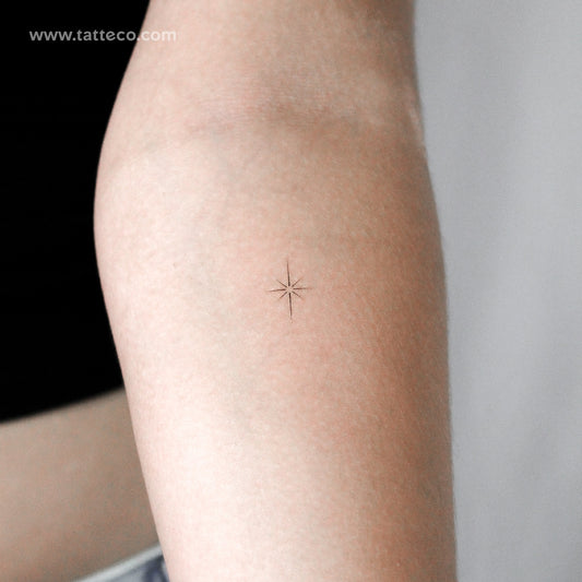 Tatuaje temporal de estrella del norte de línea fina - Juego de 3