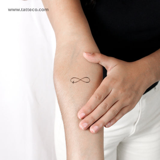 Tatuaje temporal de avión y símbolo de infinito (juego de 3)