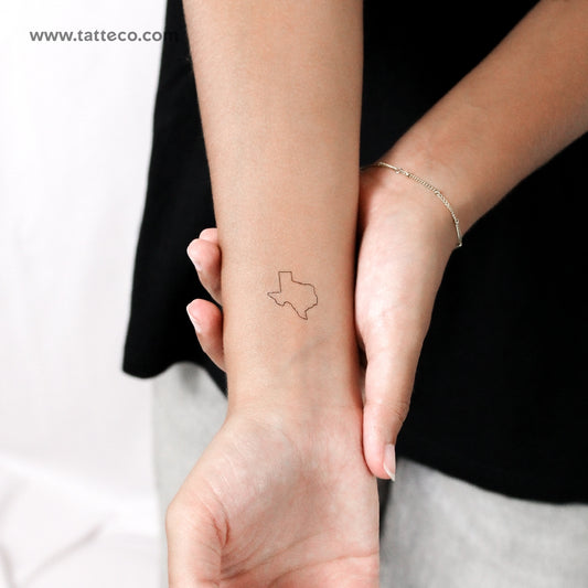 Tatuaje temporal de mapa de Texas de línea fina (juego de 3)