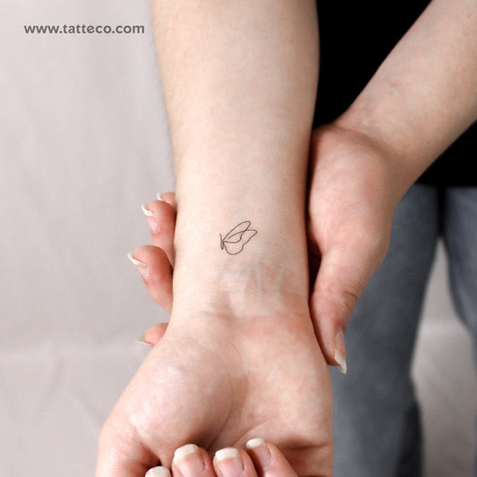 Tatuaje temporal de mariposa de una línea - Juego de 3