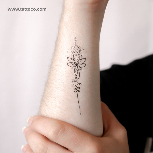 Lotus Unalome Temporary Tattoo - Set of 3