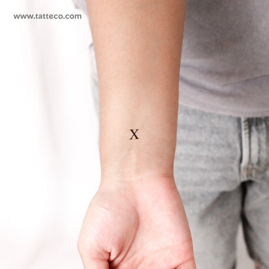 Tatuaje temporal de letra mayúscula X Serif - Juego de 3