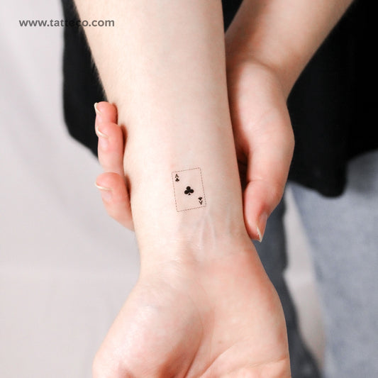 Ace Of Clubs Card Temporary Tattoo - Set of 3