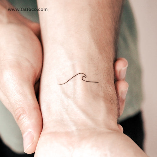 Tatuaje semipermanente de onda minimalista - Juego de 2