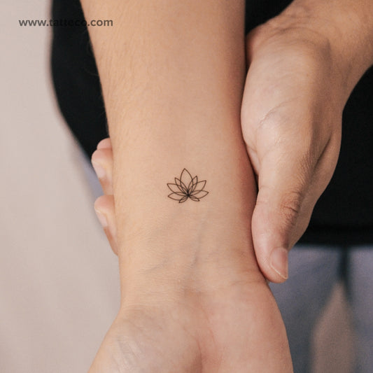 Tatuaje minimalista de flor de loto de dos semanas (juego de 2)