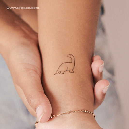 Tatuaje semipermanente minimalista de diplodocus (juego de 2)