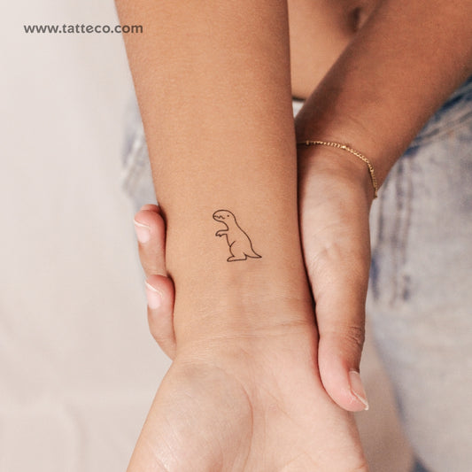 Tatuaje temporal minimalista de T-Rex (2 semanas) - Juego de 2