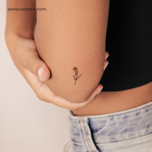 Tatuaje semipermanente minimalista de lirio de los valles (juego de 2)