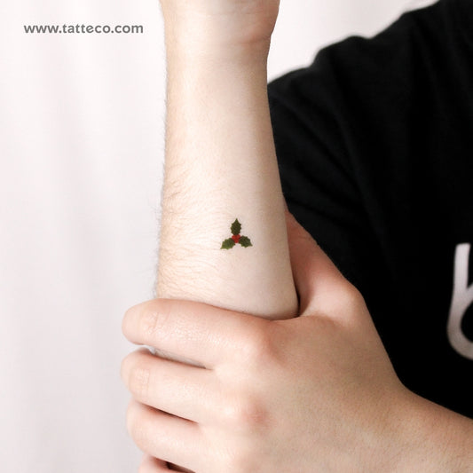 Tatuaje temporal de acebo - Juego de 3