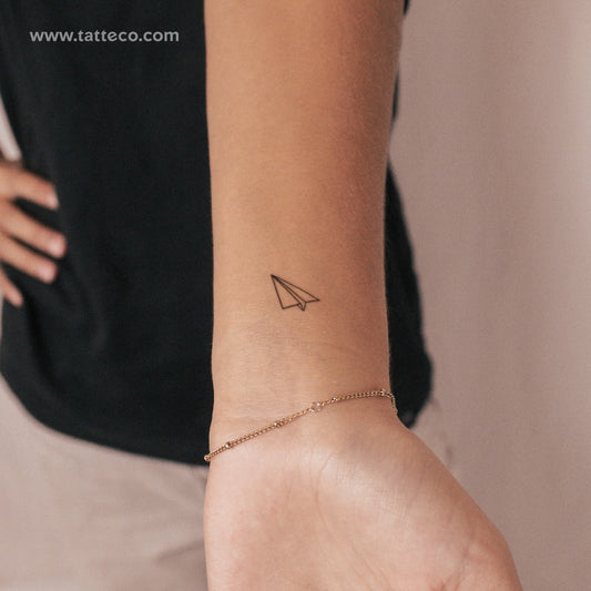 Tatuaje semipermanente de avión de papel (juego de 2)