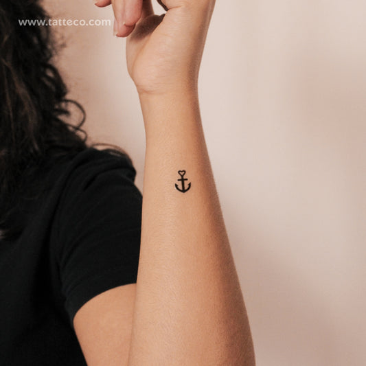 Tatuaje semipermanente de ancla de amor - Juego de 2