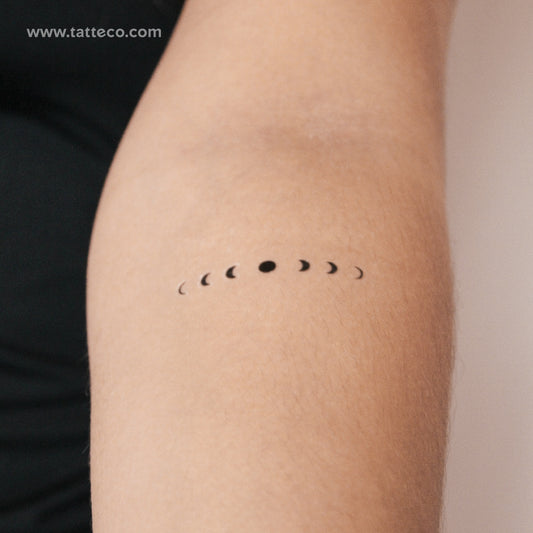 Tatuaje semipermanente minimalista de fases lunares (juego de 2)