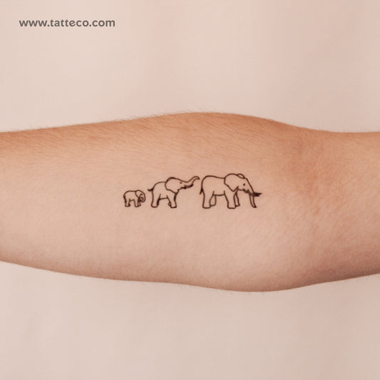 Tatuaje temporal de familia de elefantes (2 semanas) - Juego de 2