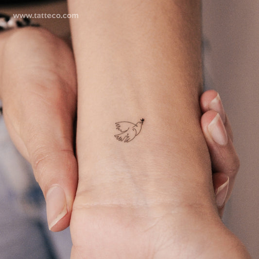 Tatuaje semipermanente de una pequeña paloma de la paz (juego de 2)