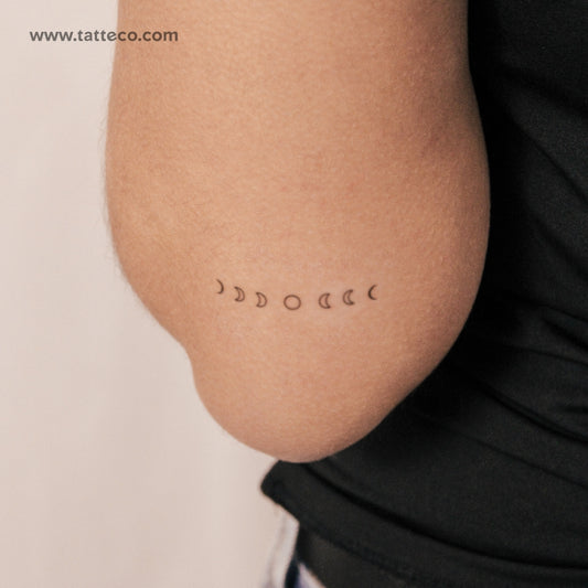 Tatuaje semipermanente con contorno de fases lunares (juego de 2)