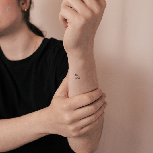 Tatuaje semipermanente del símbolo de respiración del pequeño meditador (juego de 2)