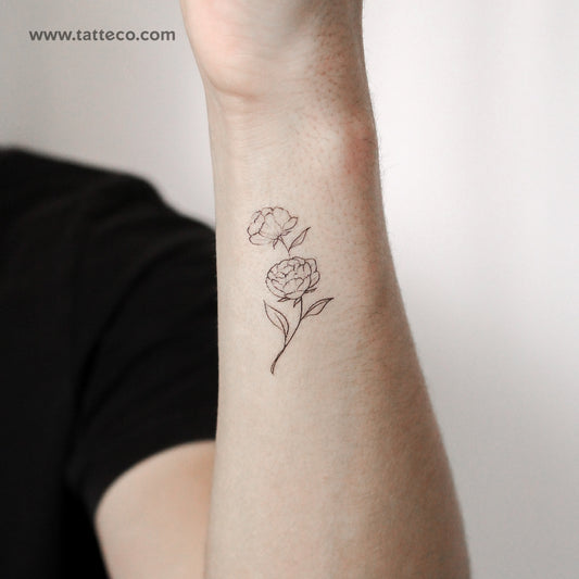 Peony Temporary Tattoo By M3.Ink - Set of 3