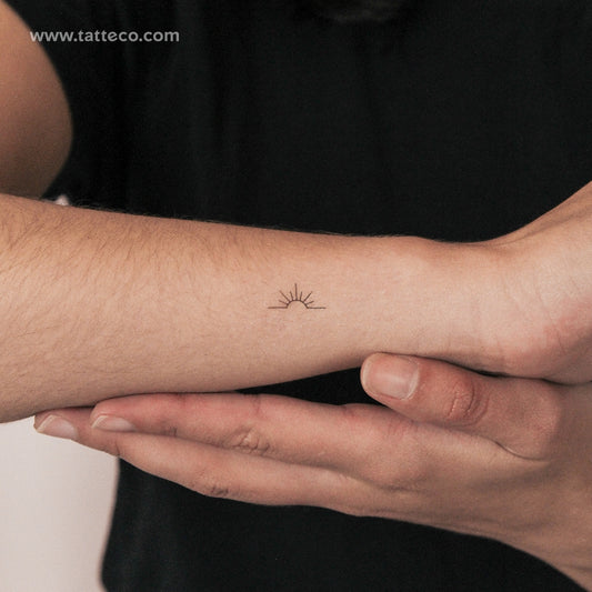 Tatuaje semipermanente minimalista de atardecer (juego de 2)