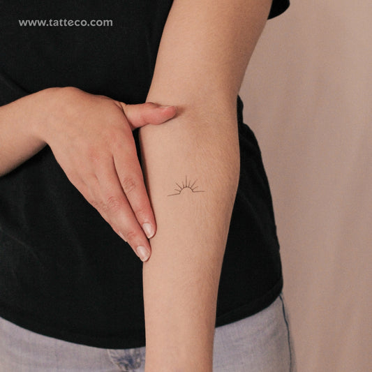 Tatuaje semipermanente minimalista de atardecer (juego de 2)