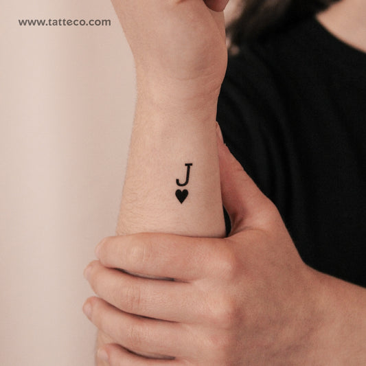 Black Jack Of Hearts Semi-Permanent Tattoo - Set of 2